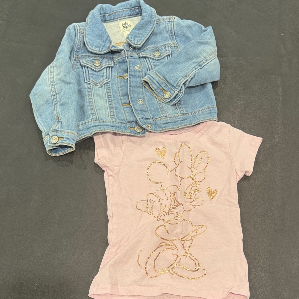 Disney Blue Denim Jacket and Pink Tee Set